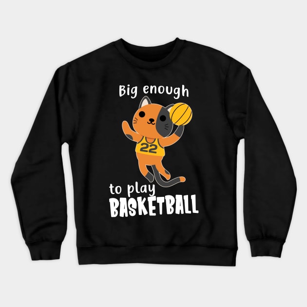 Basketball Cat Funny Kids Sport Animals Crewneck Sweatshirt by Foxxy Merch